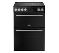 Belling 60cm wide Double Oven BEL FSA VISION 60E Electric Cooker with Ceramic Hob - Black / Silver Steel - A Rated, Silver