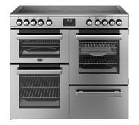 Belling Cookcentre 100E 100cm Electric Range Cooker with Ceramic Hob - Stainless Steel - A/A Rated