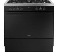 Belling BEL RCA VISION SGL 90DF 90cm wide Dual Fuel Range Cooker with Gas Hob - Black - A Rated, Black