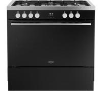 Belling BEL RCA VISION SGL 90DF 90cm Dual Fuel Range Cooker with Gas Hob - Black / Silver Steel - A Rated, Silver