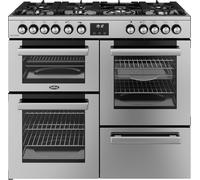 Belling RCA COOKCENTRE 100DF 444411800 - Stainless Steel 100cm Dual Fuel Range Cooker - 7 Burners, 4KW Wok Burner, AirFry
