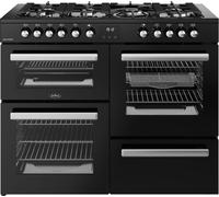 Belling Cookcentre 110DF 110cm Dual Fuel Range Cooker Black, A/A Rated with Maxi-Grill and PowerWok