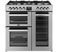 BELLING Cookcentre 90DF Dual Fuel Range Cooker - Stainless Steel & Chrome, Stainless Steel