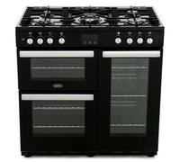 Belling Cookcentre 90DFT Black 90cm Dual Fuel Range Cooker - A Rated - 444444071