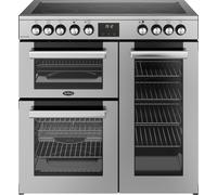Belling Cookcentre 90E 90cm wide Electric Range Cooker with Ceramic Hob - Stainless Steel - A/A Rated, Stainless Steel