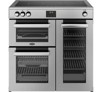 Belling Cookcentre 90Ei 90cm Electric Range Cooker with Induction Hob - Stainless Steel, Spacious & Efficient