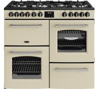 Belling Farmhouse 100DF 100cm wide Dual Fuel Range Cooker with Gas Hob - Cream Cream