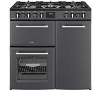 BELLING Farmhouse 90DF Dual Fuel Range Cooker - Anthracite & Chrome, Silver/Grey