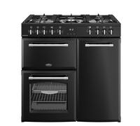 BELLING Farmhouse 90DF Dual Fuel Range Cooker - Black & Chrome, Silver/Grey,Black