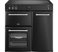 Belling Farmhouse 90Ei 90cm Electric Range Cooker with Induction Hob - Black - A/A Rated, Black