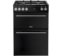 Belling 60cm wide Double Oven Dual Fuel BEL FSA VISION 60DF Cooker - Black/Silver Steel - A Rated