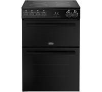 Belling 60cm wide Double Oven BEL FSA VISION 60E Electric Cooker with Ceramic Hob - Black - A Rated