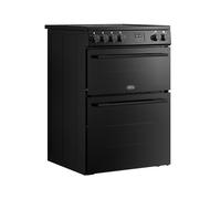 Belling 60cm wide Double Oven BEL FSA VISION 60E Electric Cooker with Ceramic Hob - Black - A Rated