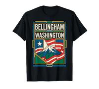 Bellingham Washington USA Flag Mount Baker Travel Art T-Shirt