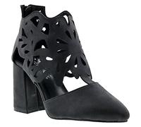 Bellini Cleo Women's Pointed Toe Laser Cut Bootie, Black Metallic, 4.5 UK Wide