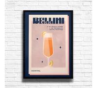 BelliniCocktail - Vintage Cocktail Print, Home Bar Art Display - Retro Bar Decor for Home, Kitchen, Lounge - Ideal Poster for Cocktail Lovers, A4 A3 Home Decoration Wall Art Deco (A3 Framed (Black))