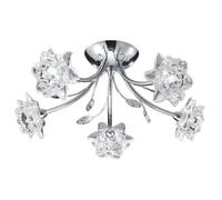 bellis 5 lights clear glass semi flush ceiling light in chrome