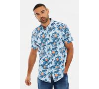 'Bellis' Cotton Tropical Print Short Sleeve Shirt Threadbare Mint M