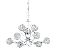 bellis ii 9 lights clear glass ceiling pendant light in chrome