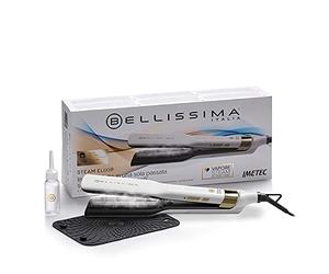 Bellissima Imetec Steam Elixir, Steam Straightener, Smooth Hair in One Paste Without Damage, Ceramic Coating and Argan Oil, Quick Heating, 4 Temperature, Heat Resistant Mat