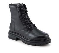 Bellissimo Lace Up Leather Boots With Zip Fasten - Black Size 5