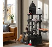 BELLIVUE 72" Heavy Duty Cat Tree Tower for Large Cats | Sisal Scratching Posts and Self Grooming Post | Interactive Cat Toys | Oversized Perch and Basket | Black and Red