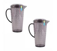 Bello Grey Glitter Reusable Plastic 2 Litre Water Serving Jug with Lid (Set of 2)