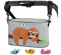 Bello it Bag for Pushchair or Pram, Universal Storage Bag, Colourful Animal Design, Lightweight and Spacious with Hooks and Shoulder Strap Included Theme: (Shadow) Colour: Grey