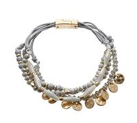 Bello London Antique matt gold plated magnetic clasp bracelet with grey and silver beads - Jolie