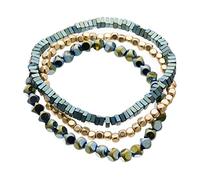 Bello London Set of three Stretch Bracelets with blue and matt gold plated beads - Yori B27-19-23