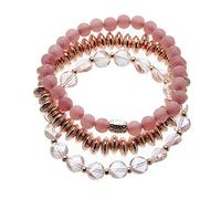 Bello London Set of three Stretch Bracelets with pink and champagne gold plated beads - Yori P31-38-29