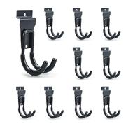 BELLO YON Slatwall Hooks Heavy Duty Slatwall Accessories Small J Hooks Garage Slat Wall Hooks and Hangers, Black(10 Pack)