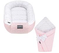 Bellochi 2in1 Set Baby Nest Pod and Swaddle Blanket - Baby Sleep Pod for Newborn with Protective Edges - Baby Swaddle Wrap - 100% Cotton - Oeko-TEX Certified - Aurora