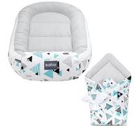 Bellochi 2in1 Set Baby Nest Pod and Swaddle Blanket - Baby Sleep Pod for Newborn with Protective Edges - Baby Swaddle Wrap - 100% Cotton - Oeko-TEX Certified - Tresor