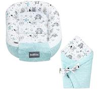 Bellochi 2in1 Set Baby Nest Pod and Swaddle Blanket - Baby Sleep Pod for Newborn with Protective Edges - Baby Swaddle Wrap - 100% Cotton - Oeko-TEX Certified - Animaland