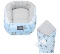 Bellochi 2in1 Set Baby Nest Pod and Swaddle Blanket - Baby Sleep Pod for Newborn with Protective Edges - Baby Swaddle Wrap - 100% Cotton - Oeko-TEX Certified - Rigel Star