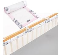 Bellochi Breathable Cot Bumper 360x30 cm - Mesh Cot Protector Pillows - Edge Protection Baby Cot - Head Protection Cot Border for Mattress 120x60 cm - Pink Berry