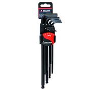 Bellota 6457-9 Hex Key Set of 9 with Blued Finish and Ball End - Clip Holder