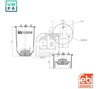 FEBI BILSTEIN Air Suspension Boot 102808 - Rear 228 mm - Fits Iveco Daily 2014-2025