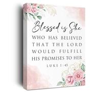 BELLOWDEER Inspirational Bible Verses Wall Decor, Pink Scripture Wall Art, 11.5" x 15" Framed Canvas Print, Religious Wall Art for Home or Office, Nursery Decor