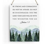 BELLOWDEER Inspirational Decor Be Strong and Courageous Joshua 1:9 Scripture Wooden Hanging Sign Christian Gift for Baby Kids Girl Boy Nursery Teen Room Bible Verse Wall Art 8 x 10 Inches
