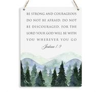 BELLOWDEER Inspirational Decor Be Strong and Courageous Joshua 1:9 Scripture Wooden Hanging Sign Christian Gift for Baby Kids Girl Boy Nursery Teen Room Bible Verse Wall Art 8 x 10 Inches