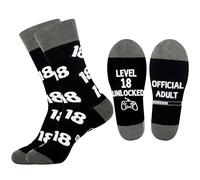 Belloxis 18th Birthday Gifts for Boys Funny Men's Socks | Funny Gaming Socks "Level 18 Unlocked", 18th Birthday Gifts for Son, Grandson, Nephew, Brother, Boyfriend or Friend