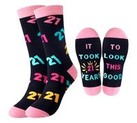 Belloxis 21st Birthday Gifts for Her for Granddaughter Daughter 21st Birthday Socks Cosy Cotton Socks