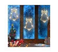 (Bells) 3 Pack Christmas Indoor Window Light Decoration - Warm White Backdrop String Lights for Outdoor Indoor Home Bedroom Wedding Party Holiday Wall