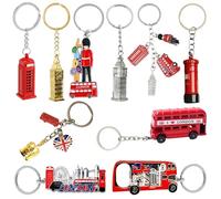 Bells Box 10 London Keyrings - Great Britain Icons Union Jack Brelock UK Souvenir Metal KeyRing - England Famous Landmark keychain