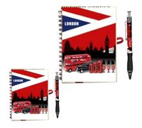 Bells Box 2 Union Jack London Notebook and Pen Set, A5 and A6 British Souvenir Notebooks with Pen, England Stationery Gift Pack, London Skyline & Landmark Notepads