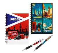 Bells Box 2 x A6 London Souvenir Notebook and Pen Set, British Stationery Gift Pack, Union Jack & London Landmark Notepad with Pen, UK Travel Journal Set