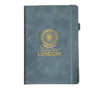 Bells Box A5 Thermo PU Leather Journal Notebook - London Souvenir Skyline Teal Notebook - 192 Pages, Pen Loop, Rear Pocket & Bookmark, London Eye, Big Ben & Tower Bridge Travel