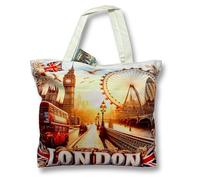Bells Box London Souvenir Bag - Union Jack Canvas Tote Bag - Reuseable Cotton Hand Shoulder Shopping Bags (1 x London bag - A)